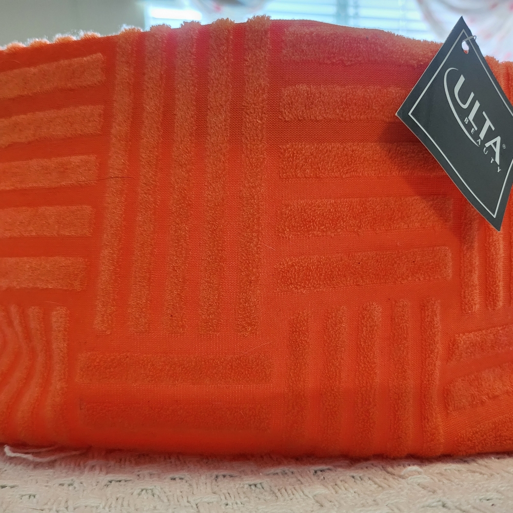 Ulta Beauty Orange Terry Tile Cosmetic Bag - Picture 6 of 7